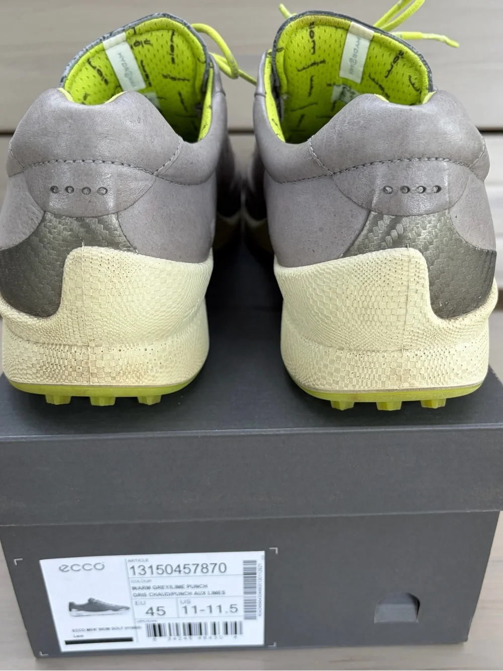 MEN'S ECCO BIOM HYBRID GOLF SHOES SZ 11M GRAY/LIME